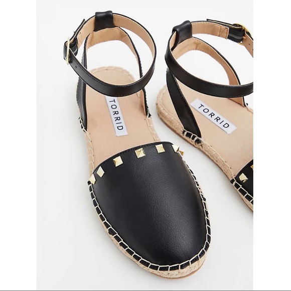 TORRID Black Faux Leather Studded Espadrille Flats - Picture 3 of 4